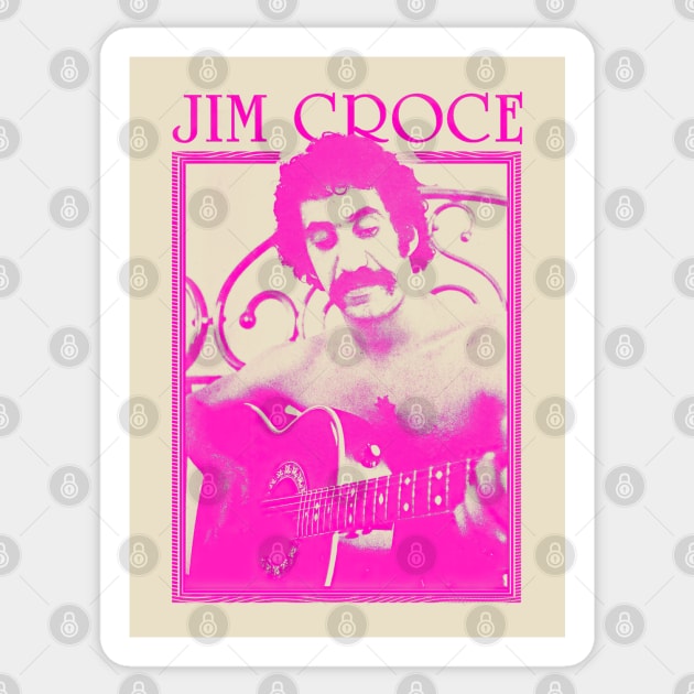 Jim Croce || Pink Vintage Variant Sticker by Roy Pogung